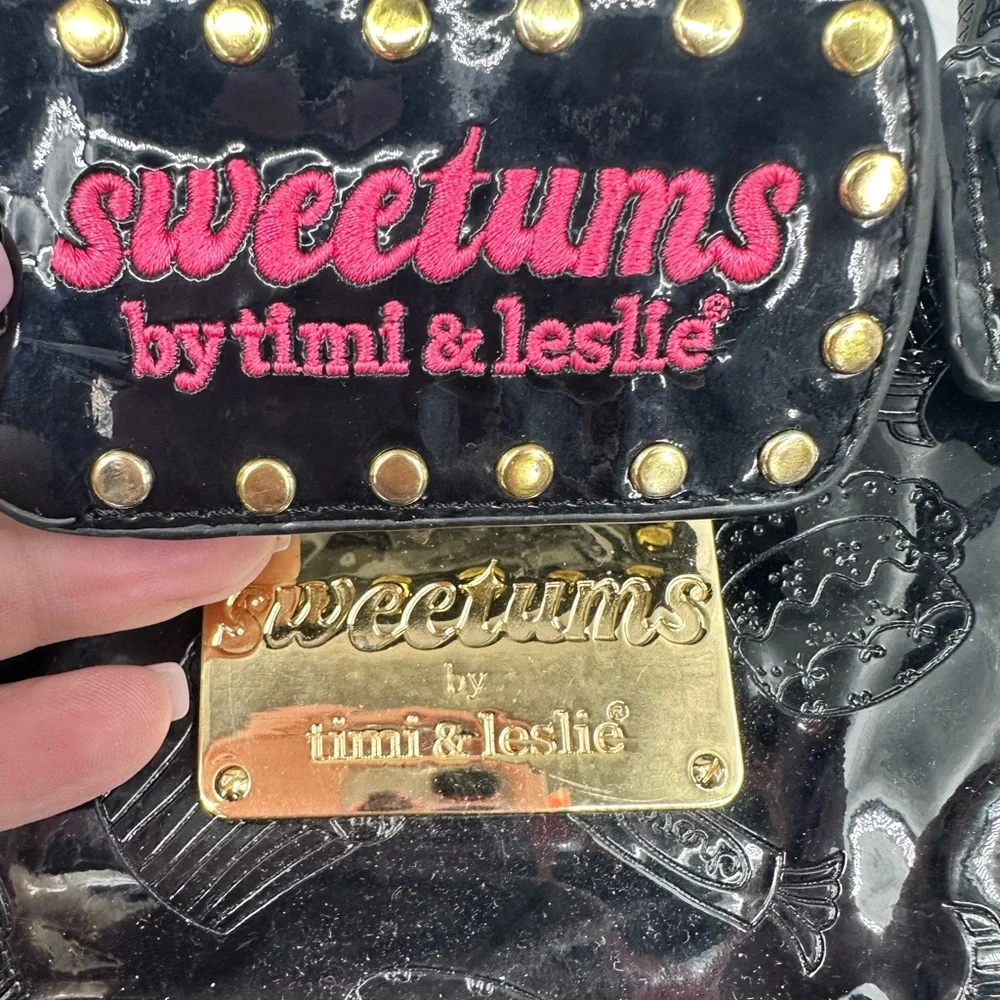 *Sweetums By Timi & Leslie Black Patent Leather Baby Diaper Bag | Bin D